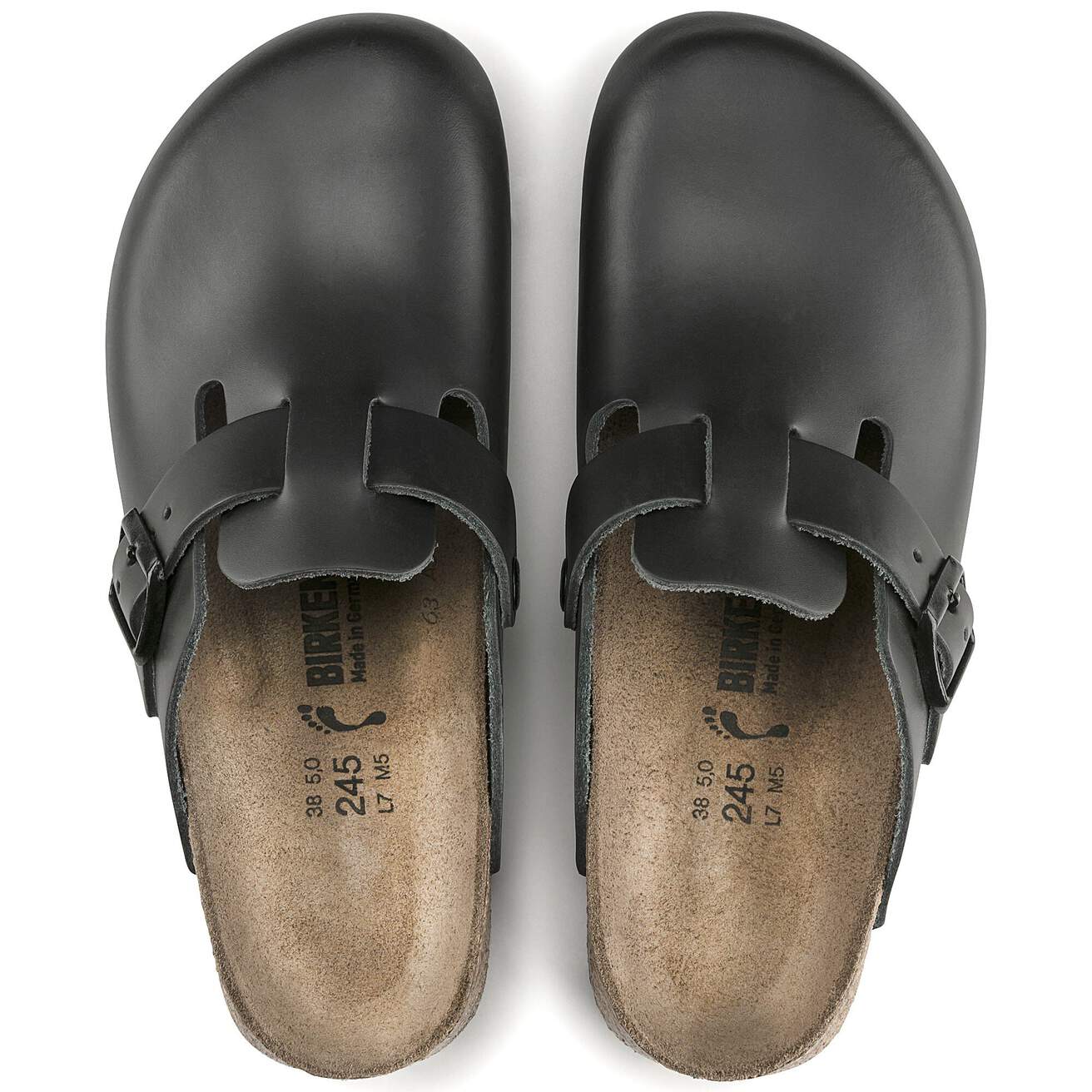 Birkenstock Boston Super Grip Clogs- Black Leather - Image 2