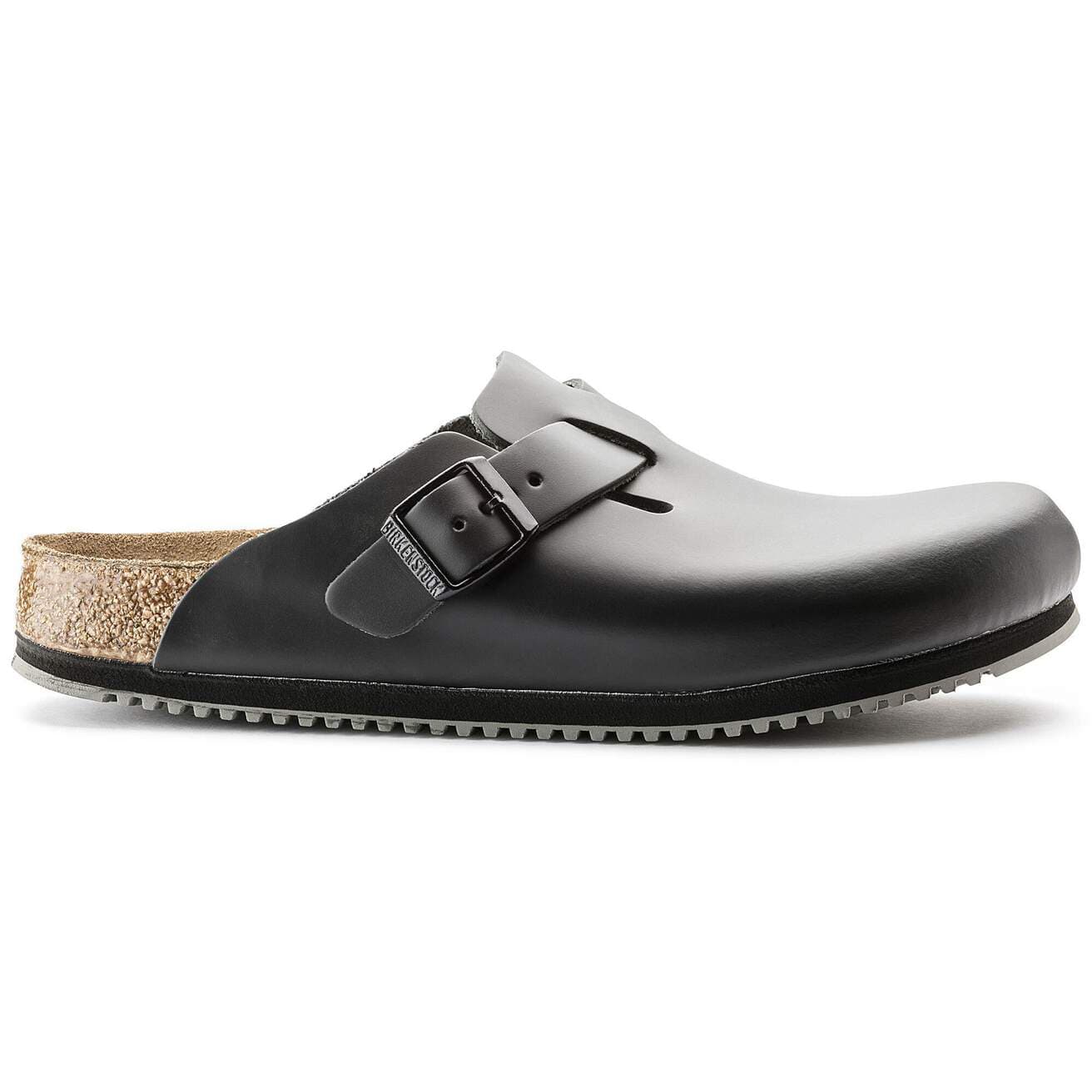 Birkenstock Boston Super Grip Clogs- Black Leather - Image 3