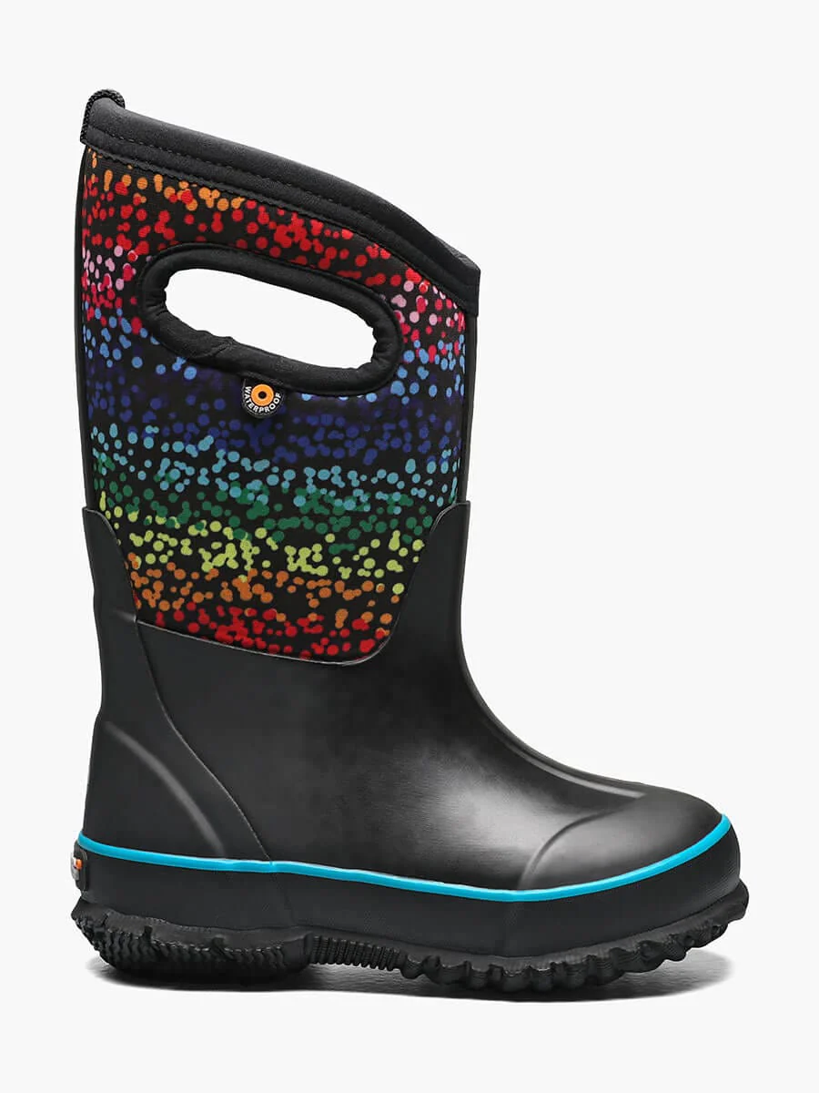 Bogs Kids Classic Boots- Black/ Rainbow