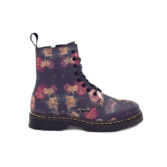Bulle Women's Astra Combat Boots- Black Floral