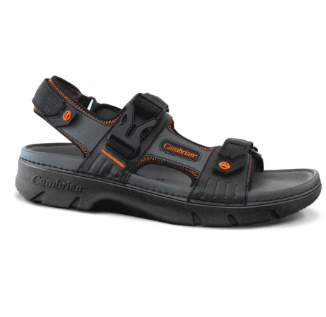 Cambrian Men's Mariner Sport Walking Sandals- Dark Grey/ Orange