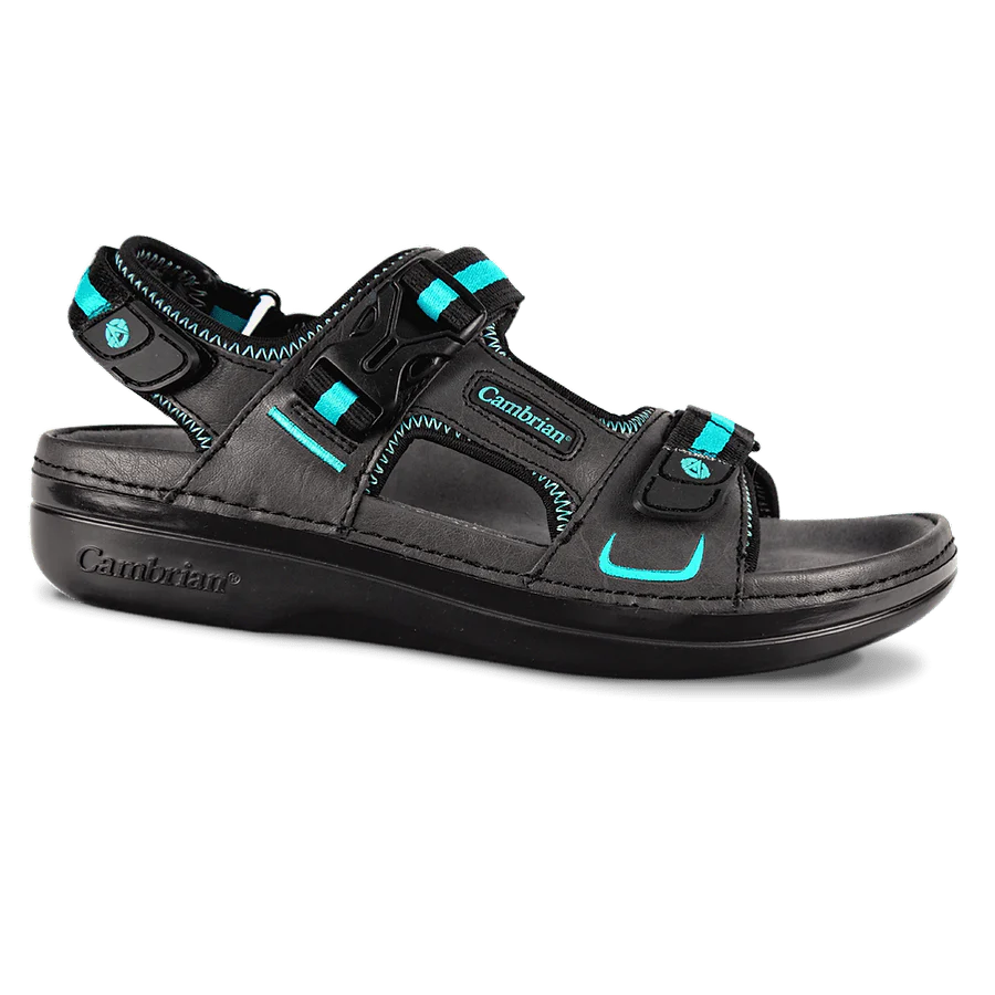 Cambrian Women's Marina Walking Sandals- Black/ Blue