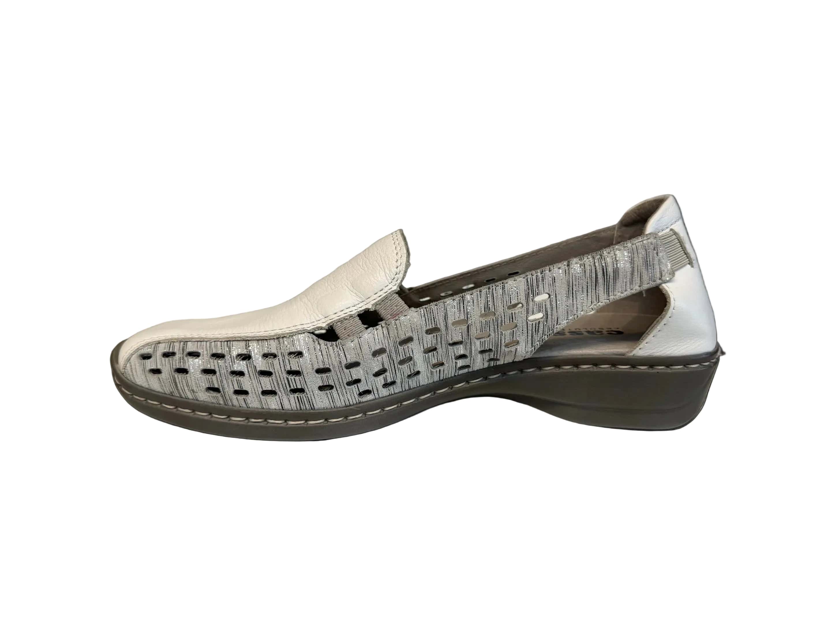 Cassini Women's Moana Slip On Loafers- White/ Metal Pond - Image 3