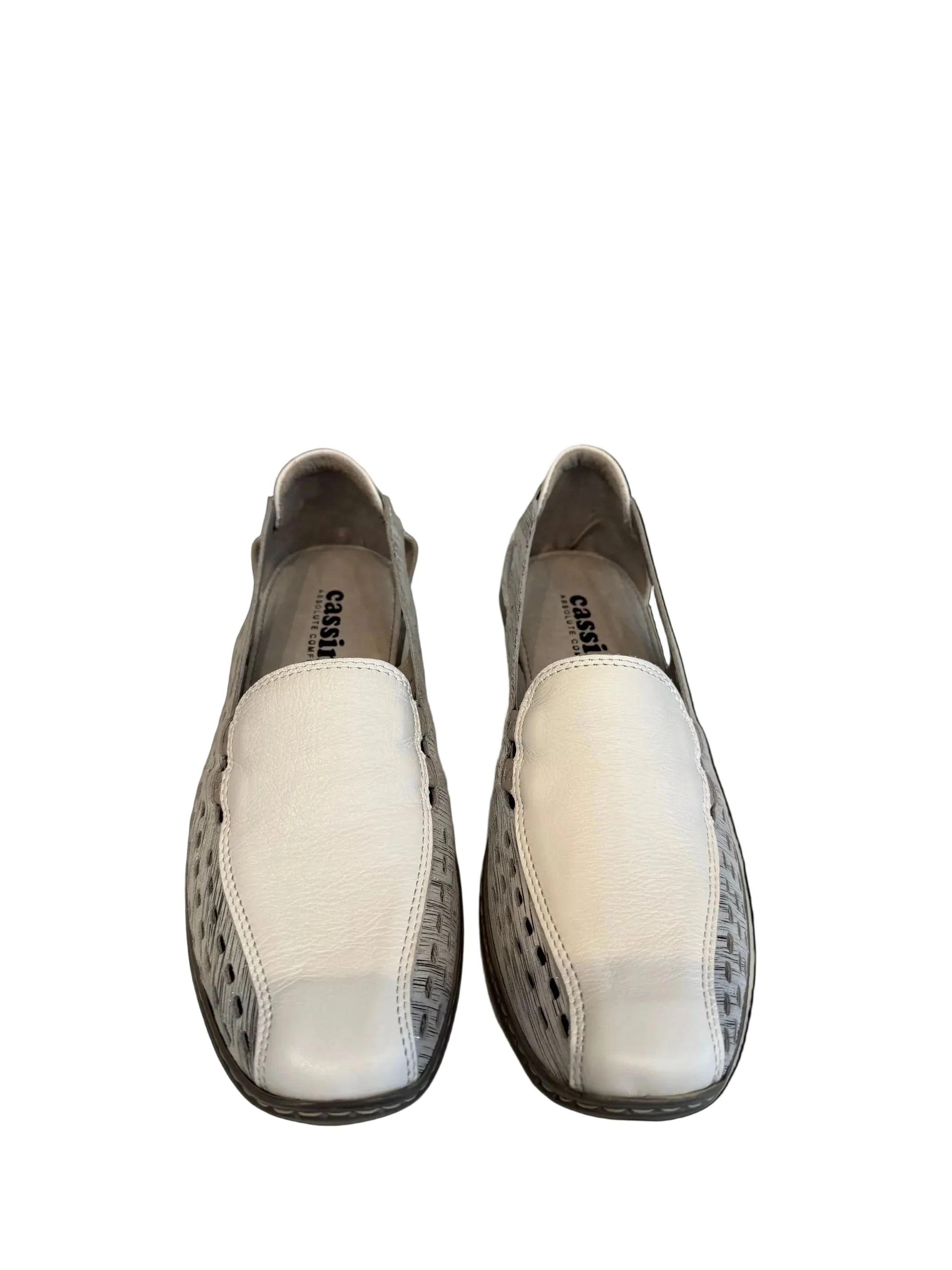 Cassini Women's Moana Slip On Loafers- White/ Metal Pond - Image 4