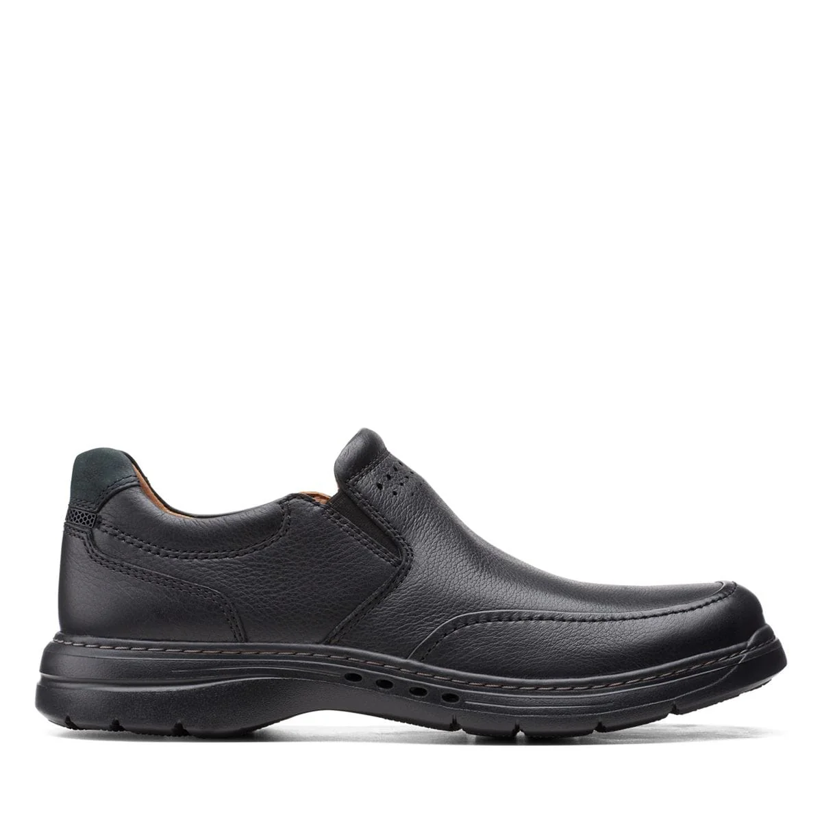 Clarks Men's Un Brawley Step Slip On Shoes- Black Leather
