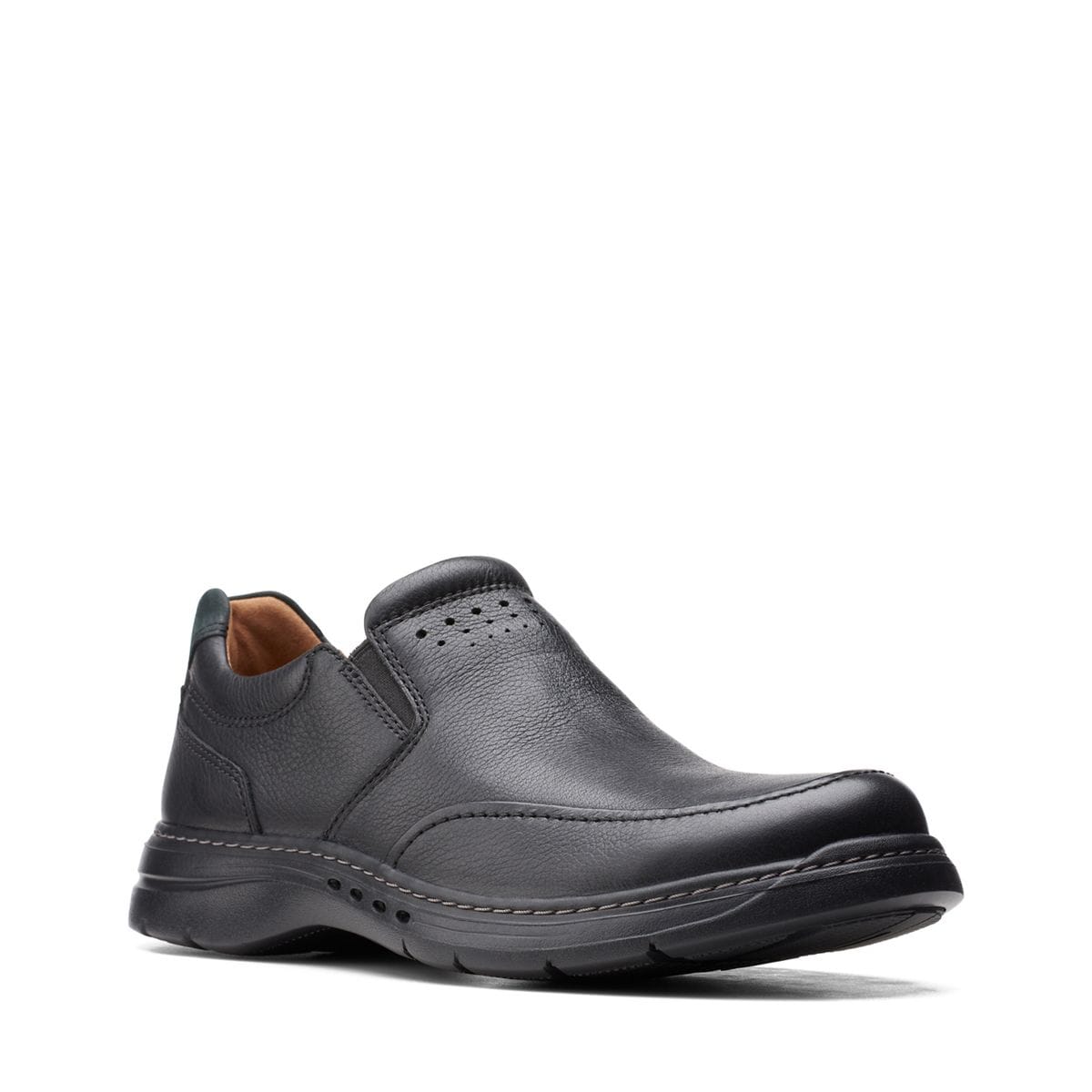 Clarks Men's Un Brawley Step Slip On Shoes- Black Leather - Image 2