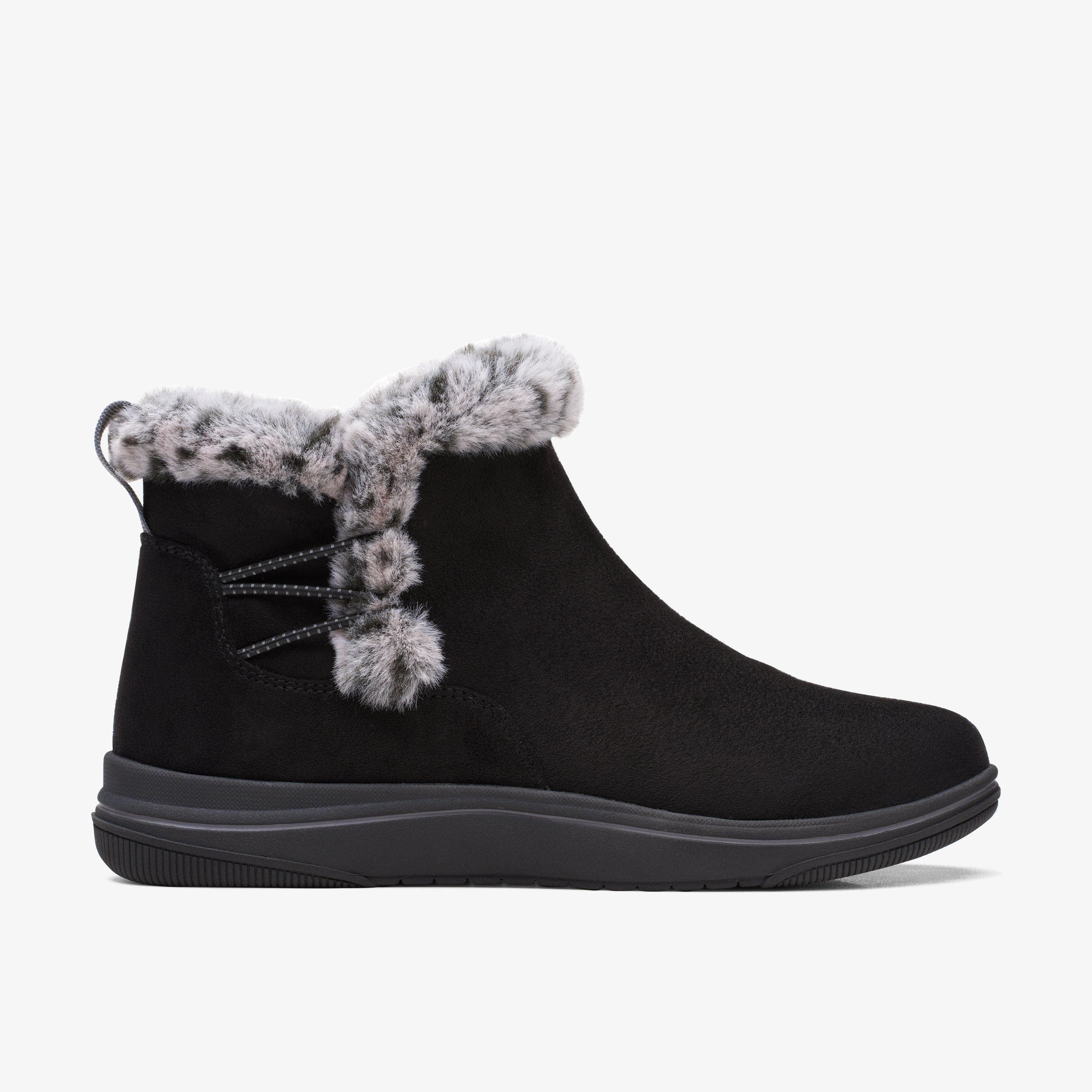 Clarks Women's Breeze Fur Boots- Black