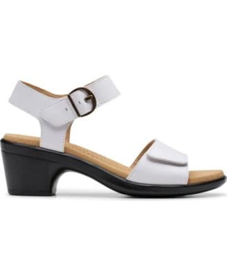 Clarks Women's Emily 2 Amanda Heels- White Leather