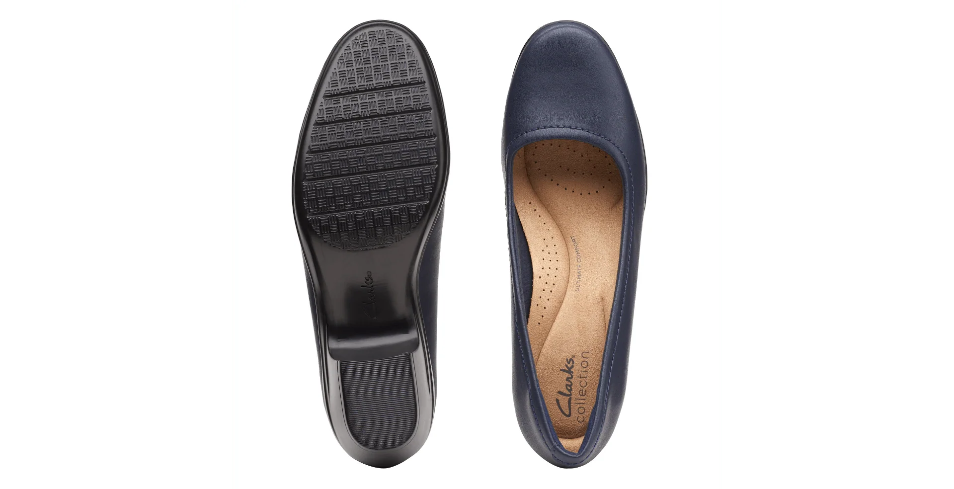 Clarks Women's Emily Belle Pumps- Navy Leather - Image 2