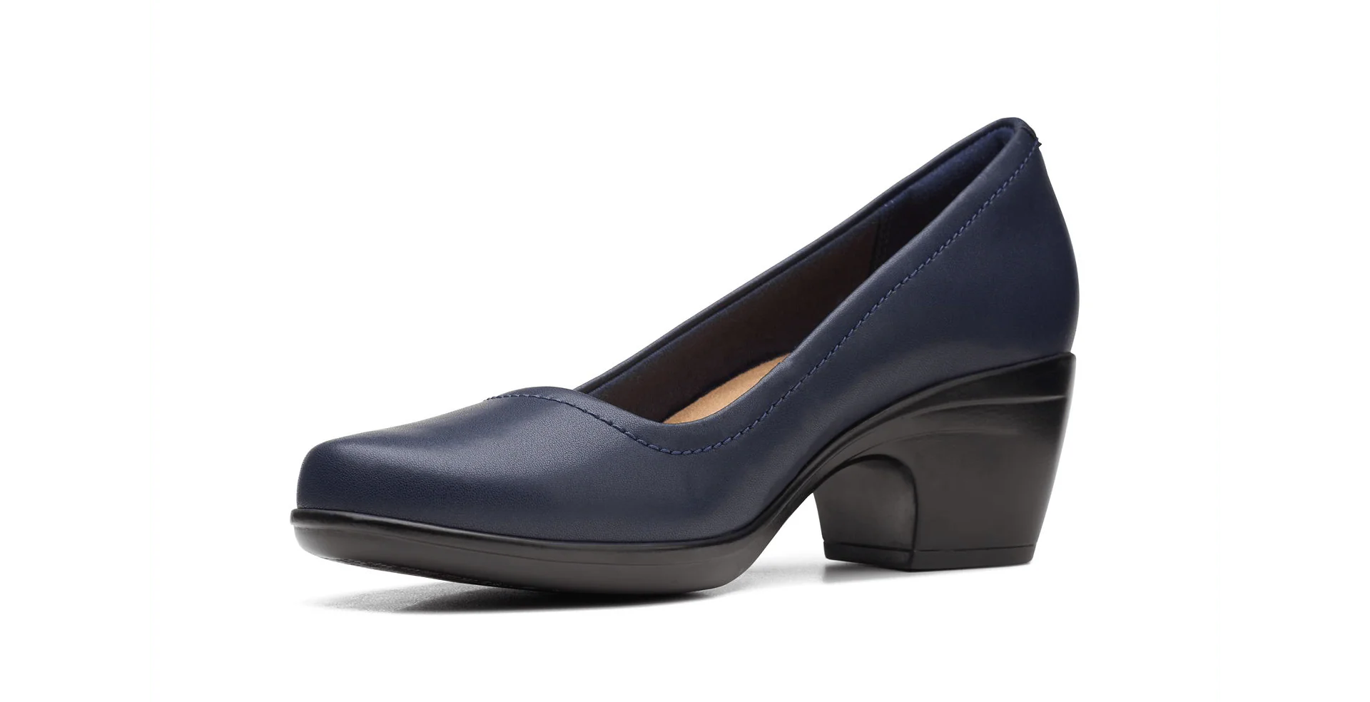 Clarks Women's Emily Belle Pumps- Navy Leather - Image 3