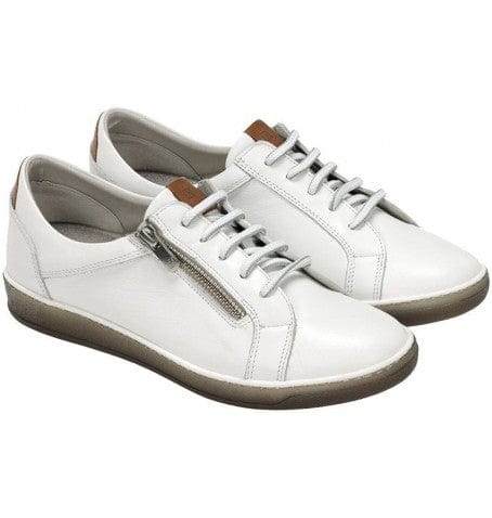 Dorking Women's Karen Lace & Zip Sneakers- Blanco/ Cognac - Image 2