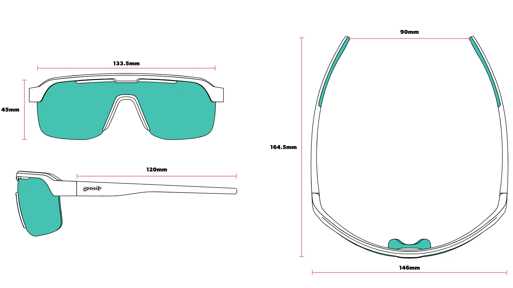 Goodr Canada Bolt G Sunglasses- Aqua Shock Protocol - Image 4