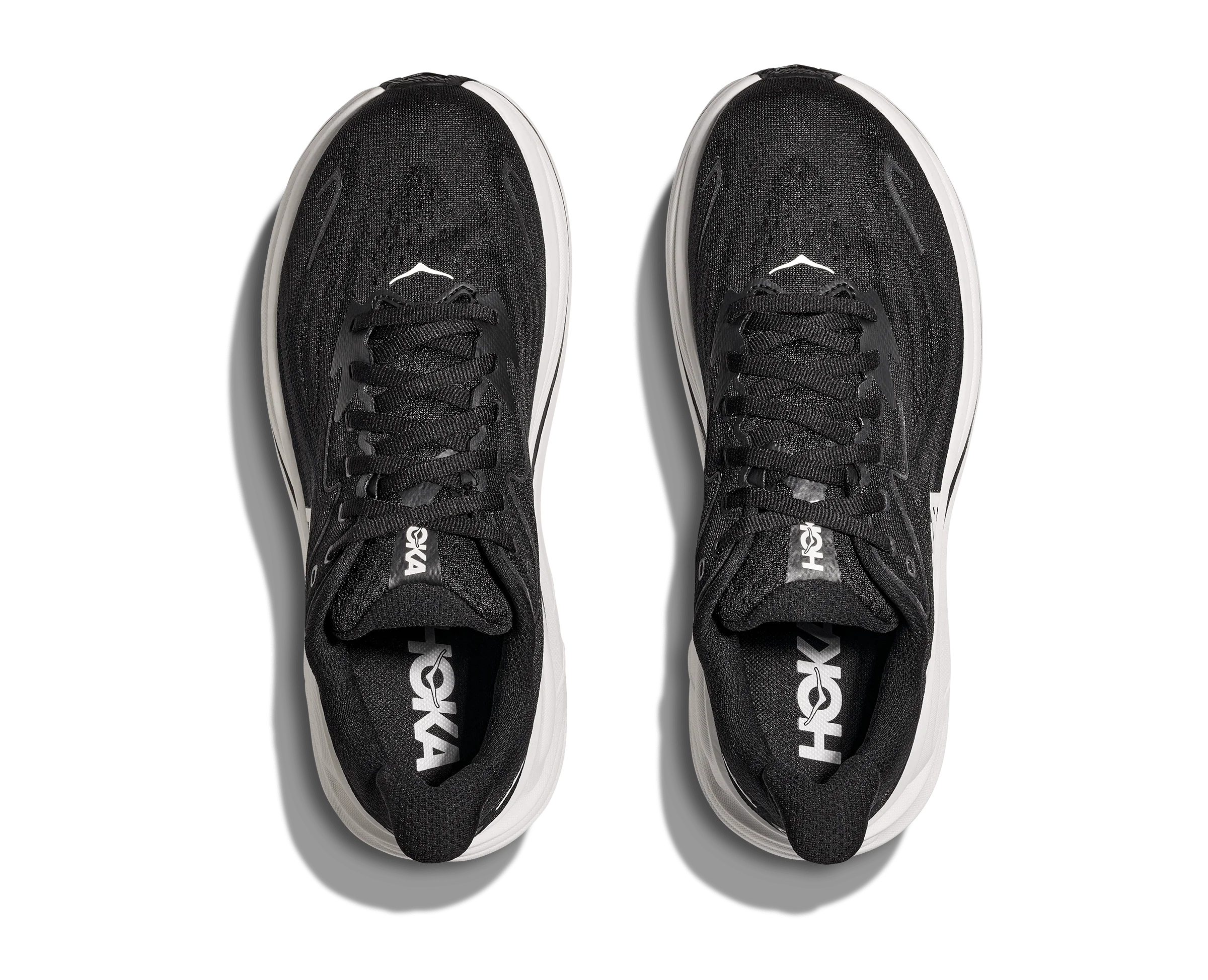 Hoka Men's Clifton 10 Running Shoes- Black/ White - Image 2
