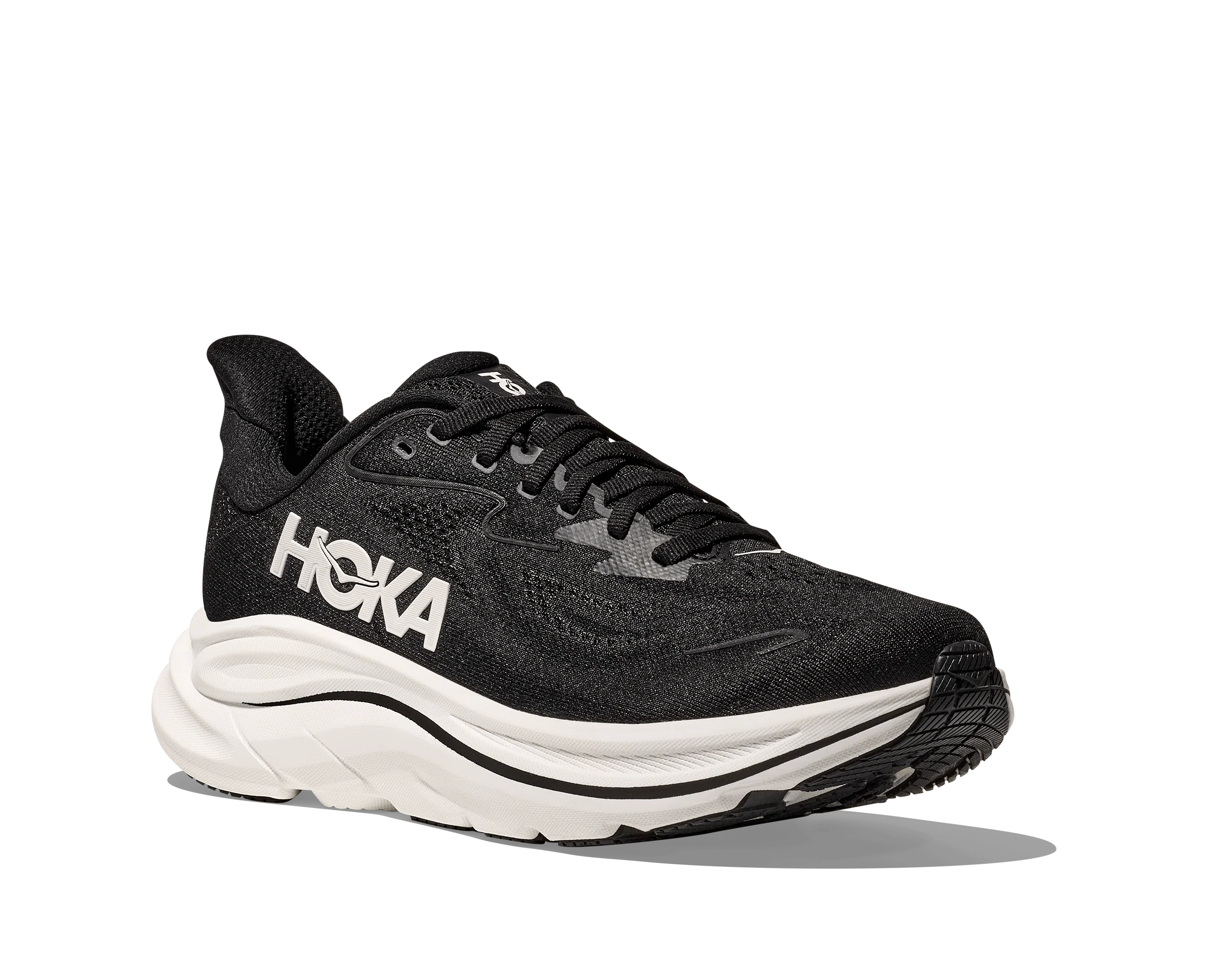 Hoka Men's Clifton 10 Running Shoes- Black/ White - Image 6
