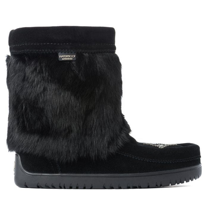 Manitobah Mukluks Suede Waterproof Half Mukluks- Black
