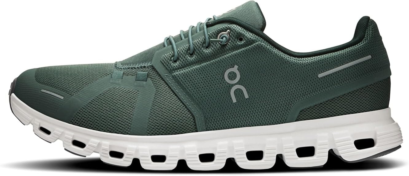 On Cloud Men's Cloud 6 Running Shoes- Olive/ Evergreen - Image 3
