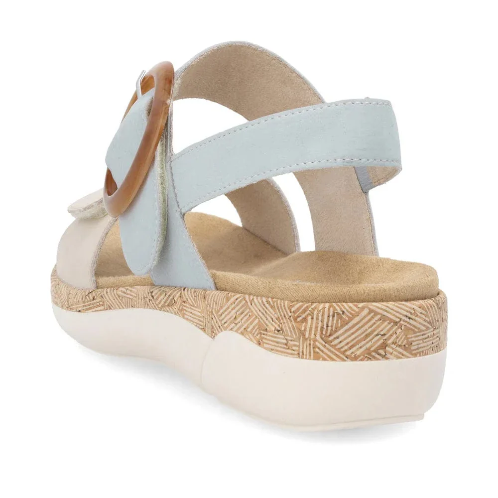 Remonte Women's R6853-12 Adjustable Sandals- Beige/ Blue - Image 6