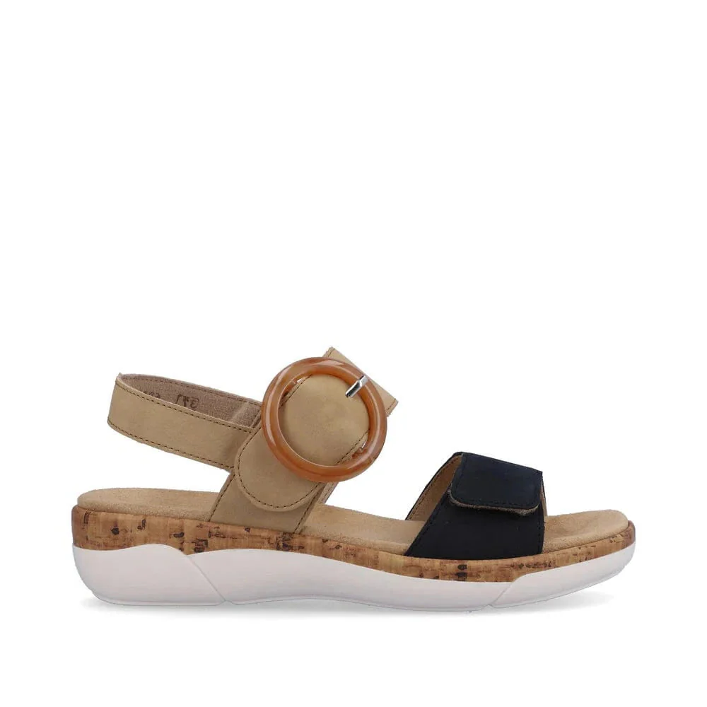 Remonte Women's R6853-60 Adjustable Sandals- Beige Combi
