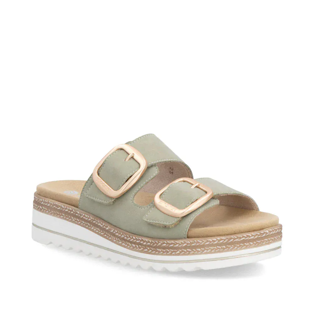 Remonte Women's D0Q66-52 Wedge Slides- Green - Image 2
