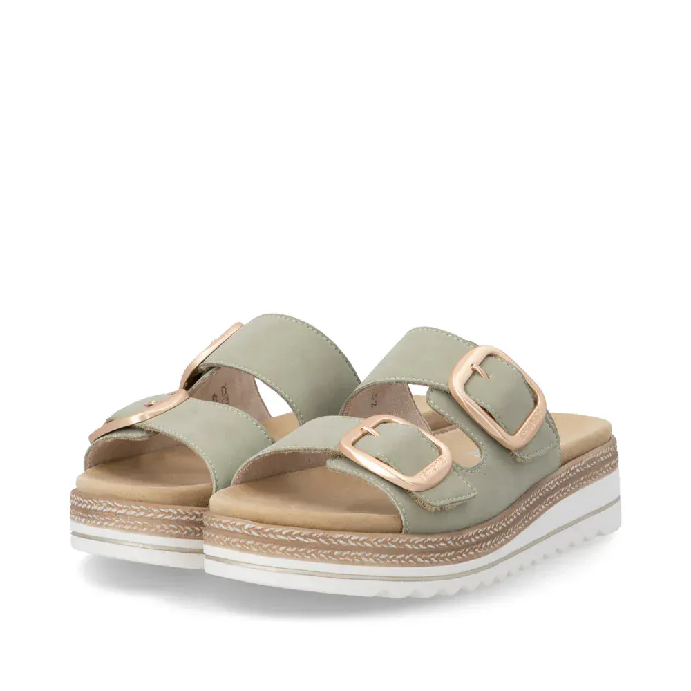 Remonte Women's D0Q66-52 Wedge Slides- Green - Image 4