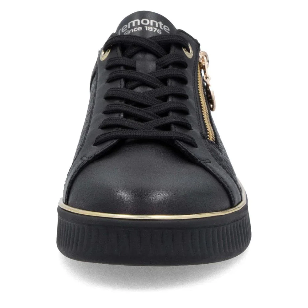 Remonte Women's D2E00-03 Zip & Lace Sneakers- Black - Image 6