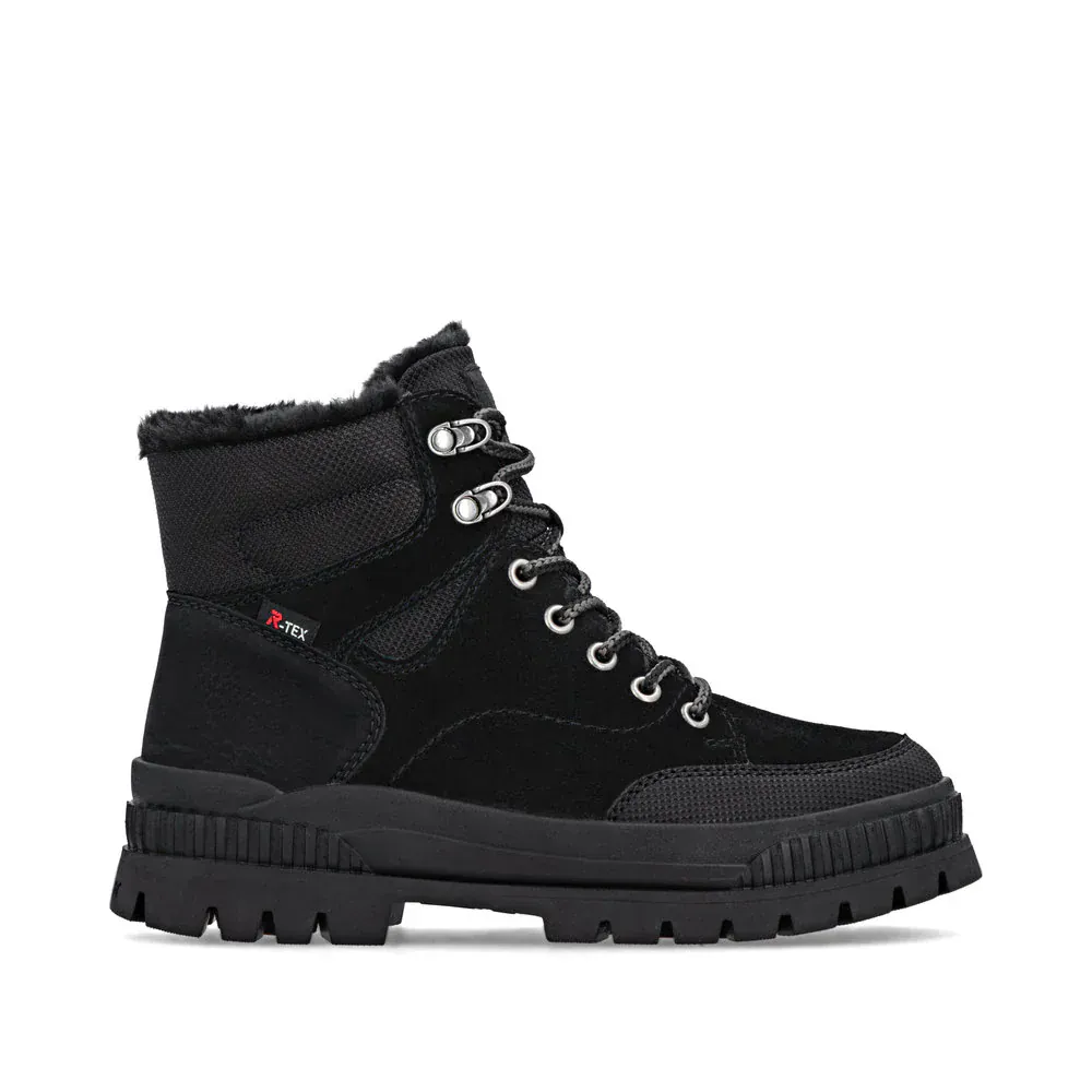 Rieker Women's W2176-00 Lace & Zip Winter Boots- Black