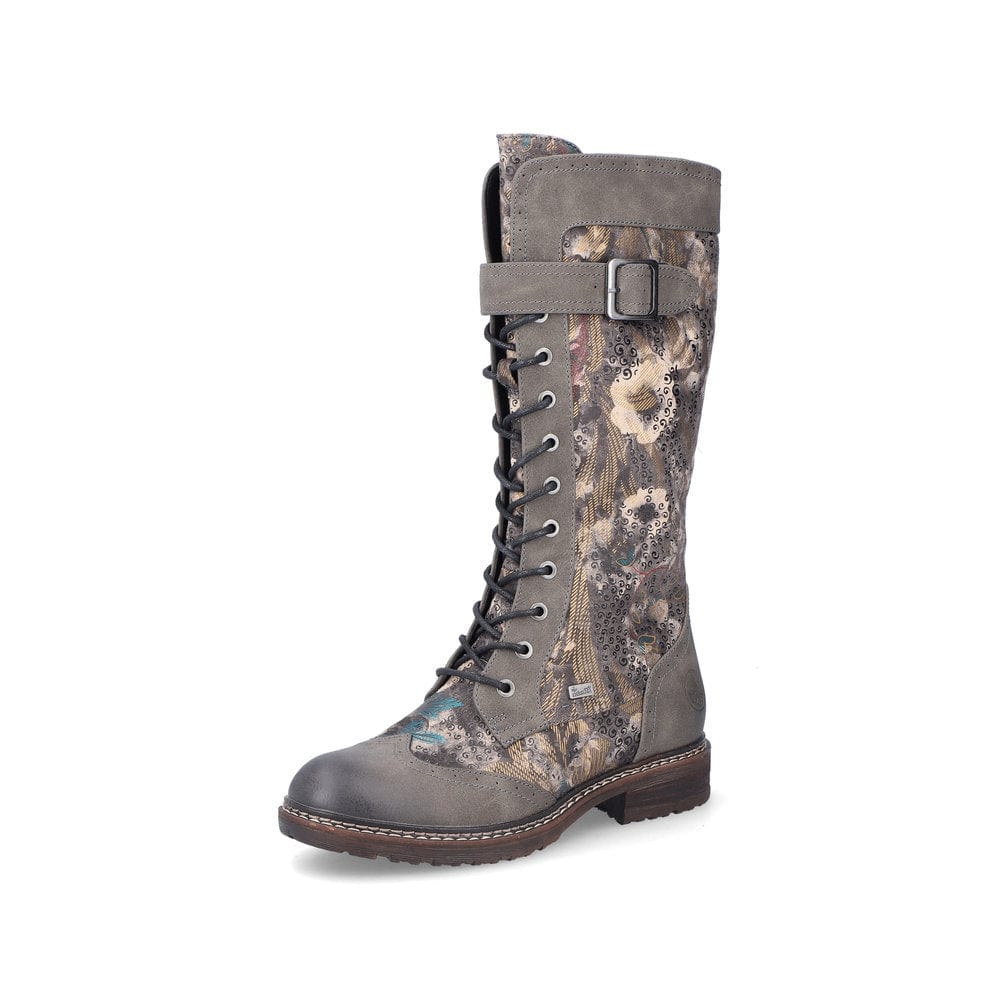 Rieker Women's 94734-90 Tall Lace & Zip Boots- Grey Multi - Image 2