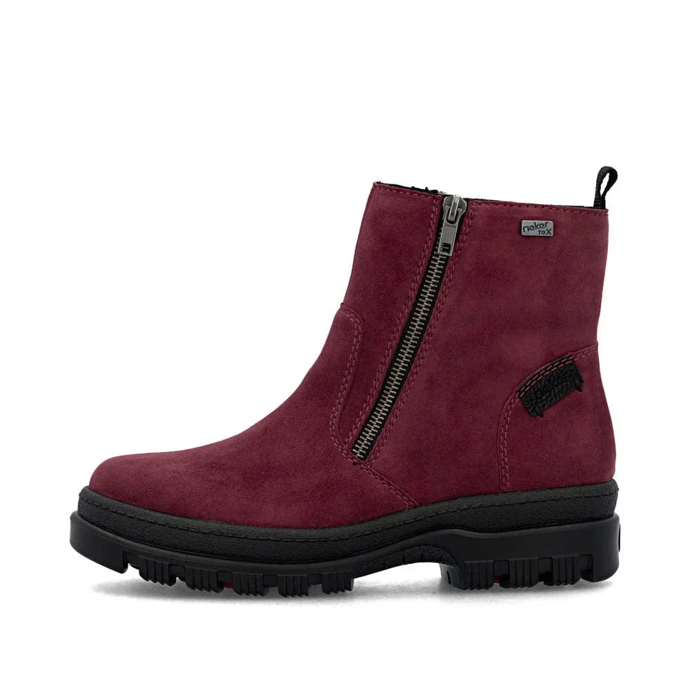 Rieker Women's X8251-35 Waterproof Double Zip Ice Grip Boots- Red - Image 2