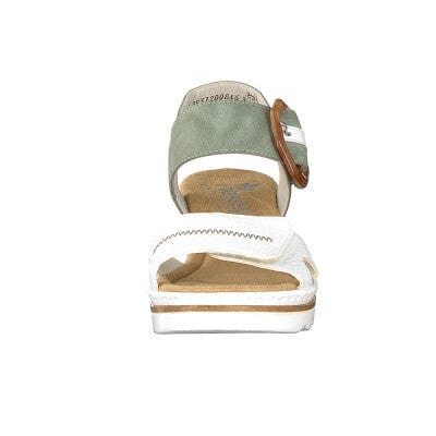 Rieker Women's 67476-81 Heeled Wedge Sandals- Green Combi - Image 6