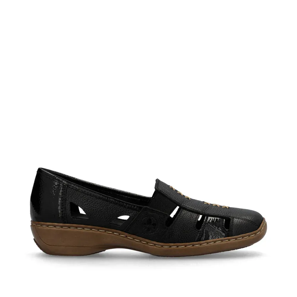 Rieker Women's 41385-02 Doric Woven Loafers- Black