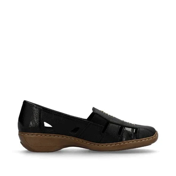 Rieker Women's 41385-02 Doric Woven Loafers- Black - Image 4