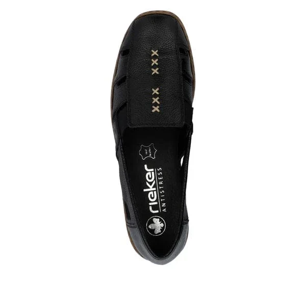 Rieker Women's 41385-02 Doric Woven Loafers- Black - Image 6