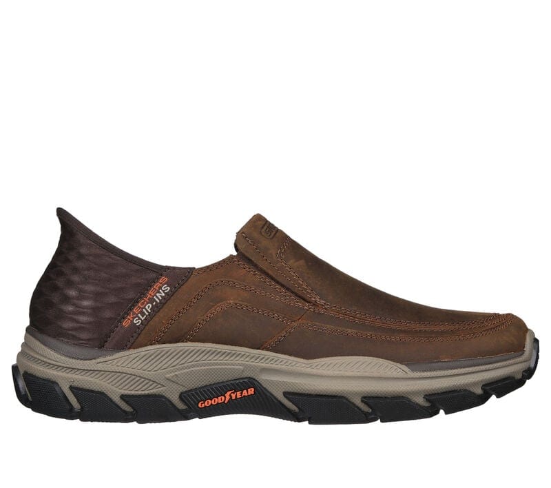 Skechers Men's Respected Elgin Slip Ons- Dark Brown