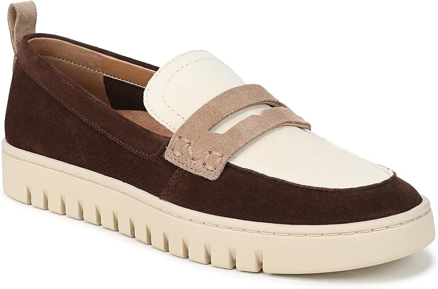 Vionic Women's Uptown IV Loafers- Chocolate Suede Multi